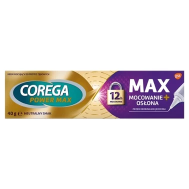 Corega Power Max Krem mocujący do protez zębowych neutralny smak 40 g - 1