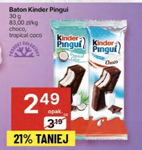 Kinder Pingui Biszkopt z czekoladą i mlecznym i kakaowym nadzieniem 30 g niska cena