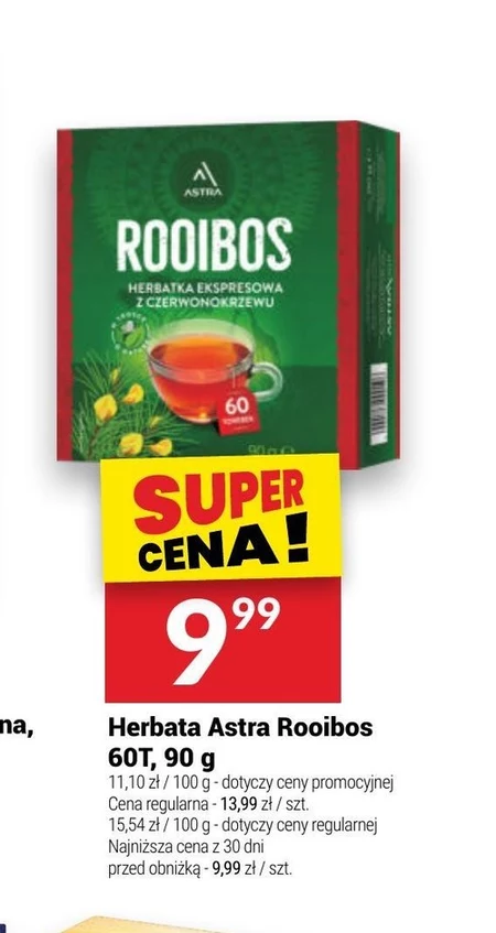 Astra Rooibos Herbatka ekspresowa Rooibos 90 g (60 x 1,5 g)