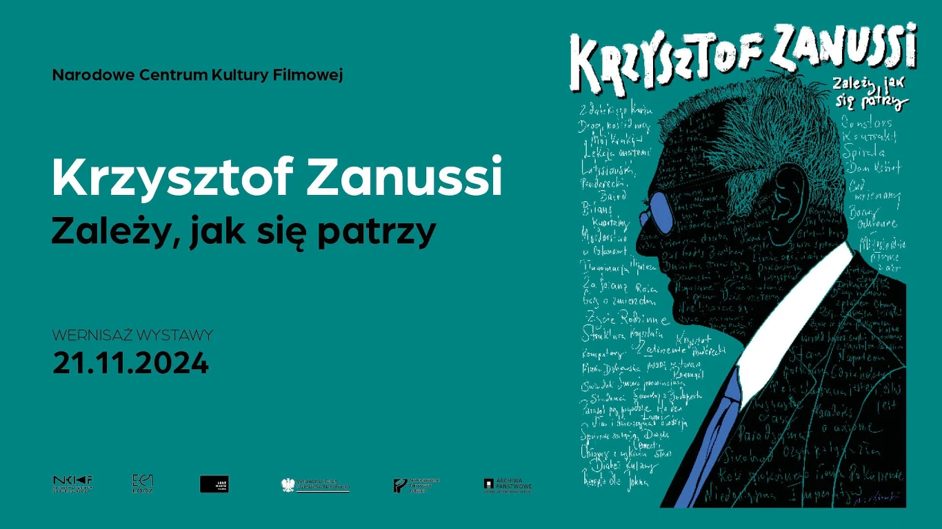 "Krzysztof Zanussi. Zależy, jak się patrzy". Plakat autorstwa Andrzeja Pągowskiego