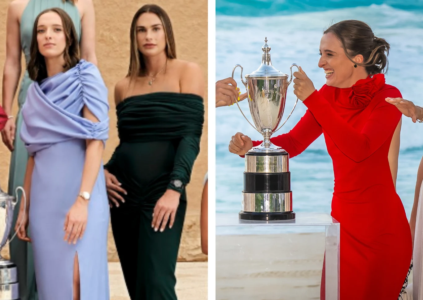 Iga Świątek podczas tegorocznej i ubiegłorocznej sesji fotograficznej zorganizowanej przed rozpoczęciem WTA Finals Iga Świątek podczas tegorocznej i ubiegłorocznej sesji fotograficznej zorganizowanej przed rozpoczęciem WTA Finals