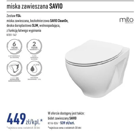 Miska wisząca wc Savio