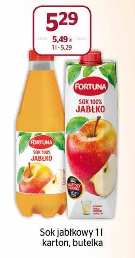 Fortuna Sok 100% jabłko 1 l