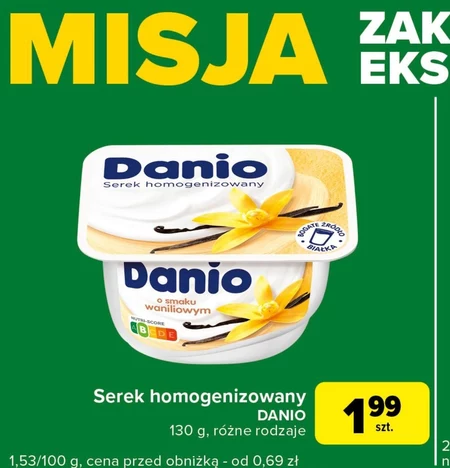 Danio Serek homogenizowany o smaku waniliowym 130 g