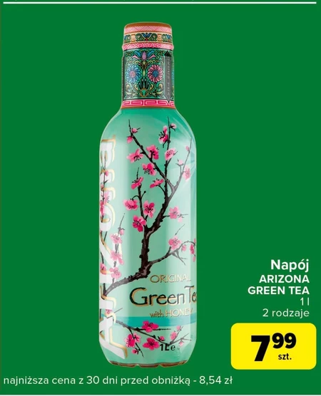 Arizona Napój herbaciany niegazowany z ekstraktem z zielonej herbaty i miodem 1 l