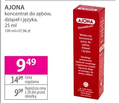Ajona Medyczny koncentrat pasty do zębów dziąseł i języka 25 ml