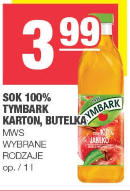 Tymbark Sok 100 % jabłko 1 l