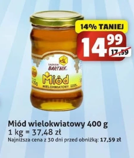 Sądecki Bartnik Miód wielokwiatowy pszczeli nektarowy 400 g