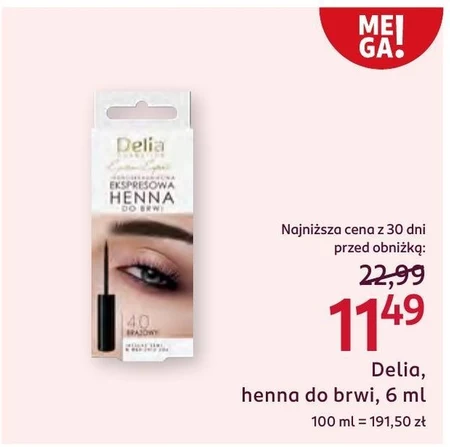 Delia Cosmetics Eyebrow Expert Jednoskładnikowa ekspresowa henna do brwi 4.0 brązowy 6 ml