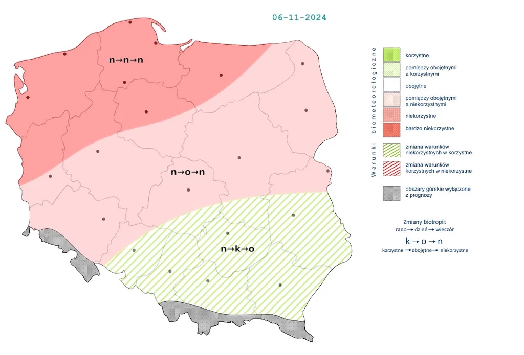 W większości kraju w środę warunki biometeorologiczne będą niekorzystne, zwłaszcza rano i wieczorem