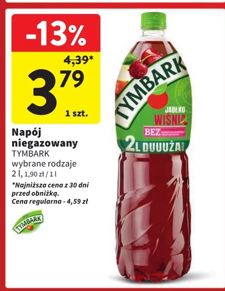 Tymbark Napój jabłko wiśnia 2 l