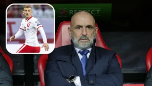 Reprezentacja Polski. Na zdjęciu selekcjoner Michał Probierz oraz Kacper Kozłowski