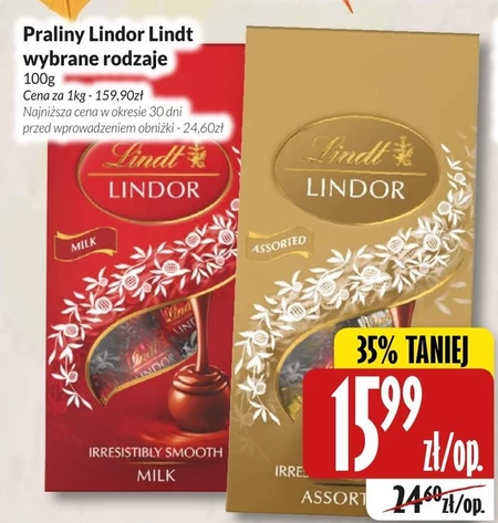 Lindt Lindor Praliny z czekolady mlecznej gorzkiej i białej z nadzieniem 100 g
