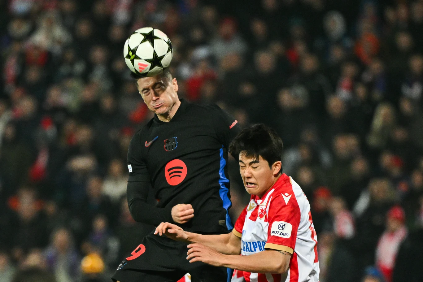 Robert Lewandowski walczący o piłkę (zdj. poglądowe) Robert Lewandowski walczy o piłkę