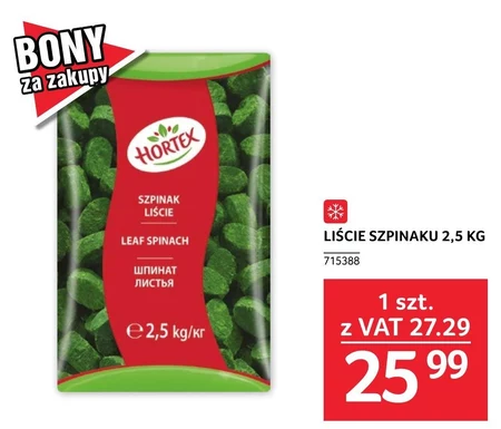 Hortex Szpinak liście 2,5 kg 