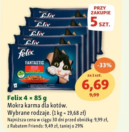 Felix Fantastic Karma dla kotów rybne smaki w galaretce 340 g (4 x 85 g)