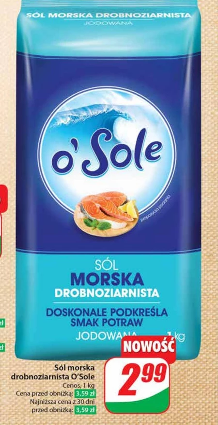 o'Sole Sól morska drobnoziarnista jodowana 1 kg
