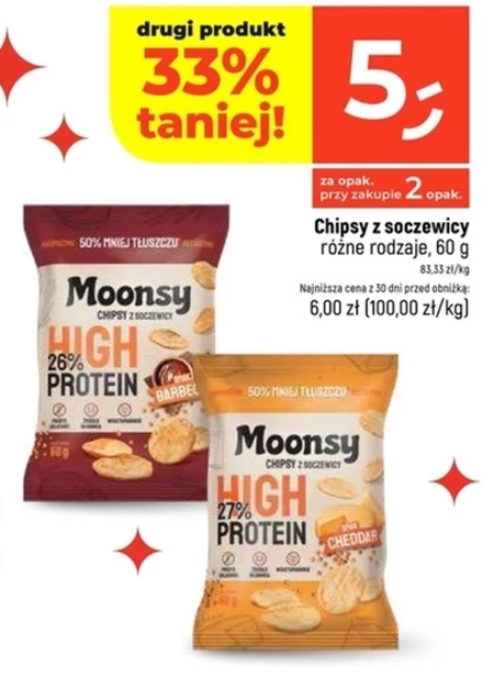 Moonsy Chipsy z soczewicy smak cheddar 60 g