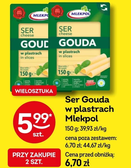 Mlekpol Ser mierzwiony gouda 150 g