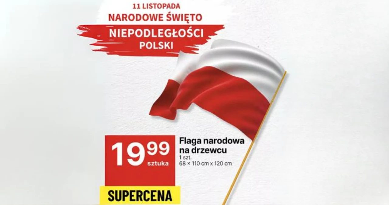 FLAGA NARODOWA NA DRZEWCU - DELIKATESY CENTRUM