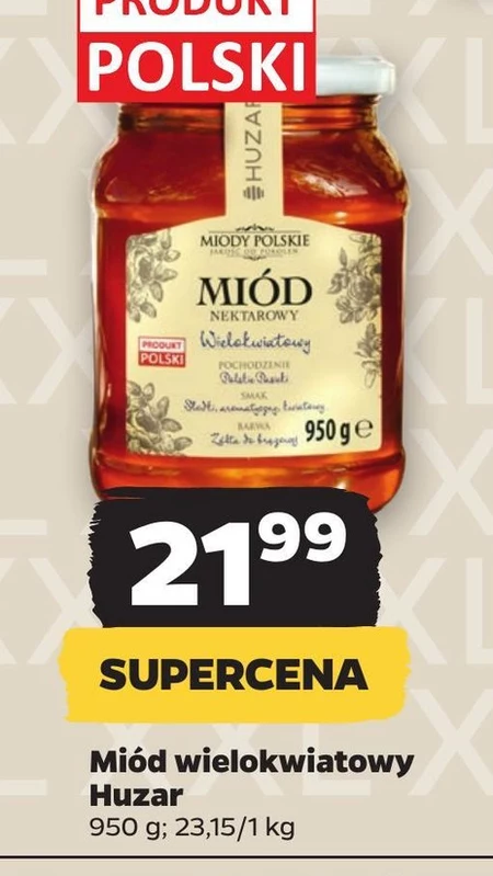 Huzar Miód nektarowy wielokwiatowy 950 g