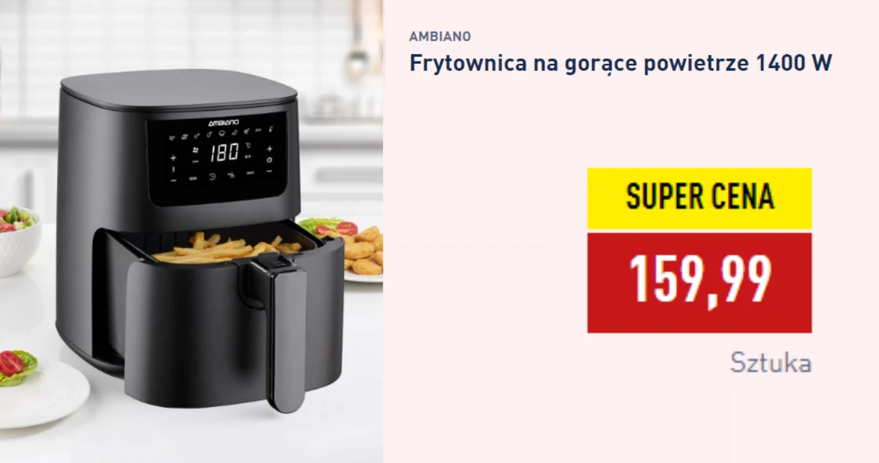 Frytkownica na gorące powietrze 1400 W marki Ambiano za 159,99 zł w Aldi