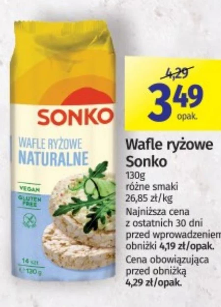 Sonko Wafle ryżowe naturalne 130 g (14 sztuk)