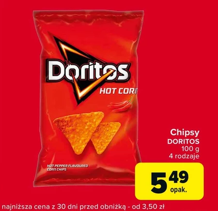 Doritos Hot Corn Chipsy kukurydziane o smaku ostrej papryki 100 g
