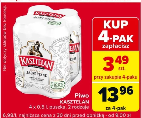 Kasztelan Piwo jasne pełne 4 x 500 ml