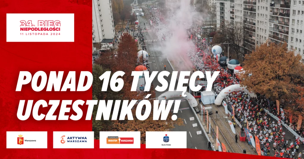 W tegorocznym Biegu Niepodległości wzięło udział ponad 16 tysięcy uczestników W tegorocznym Biegu Niepodległości wzięło udział ponad 16 tysięcy uczestników