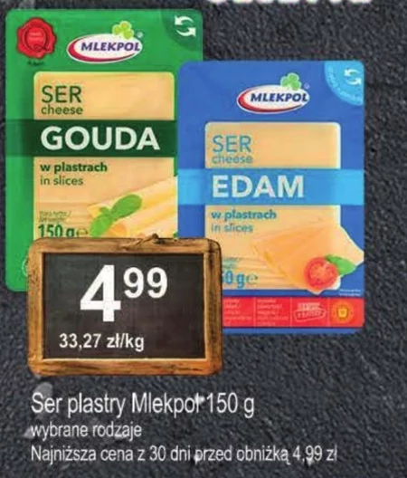 Mlekpol Ser edam w plastrach 150 g