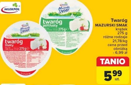 Mlekpol Mazurski Smak Twaróg tłusty 275 g
