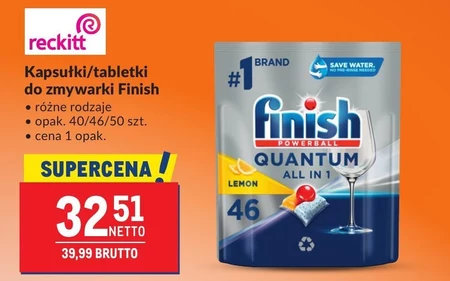 Finish Quantum Fresh Kapsułki do mycia naczyń w zmywarce 478,4 g (46 sztuk)