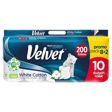 Velvet White Cotton Papier toaletowy 10 rolek - 0