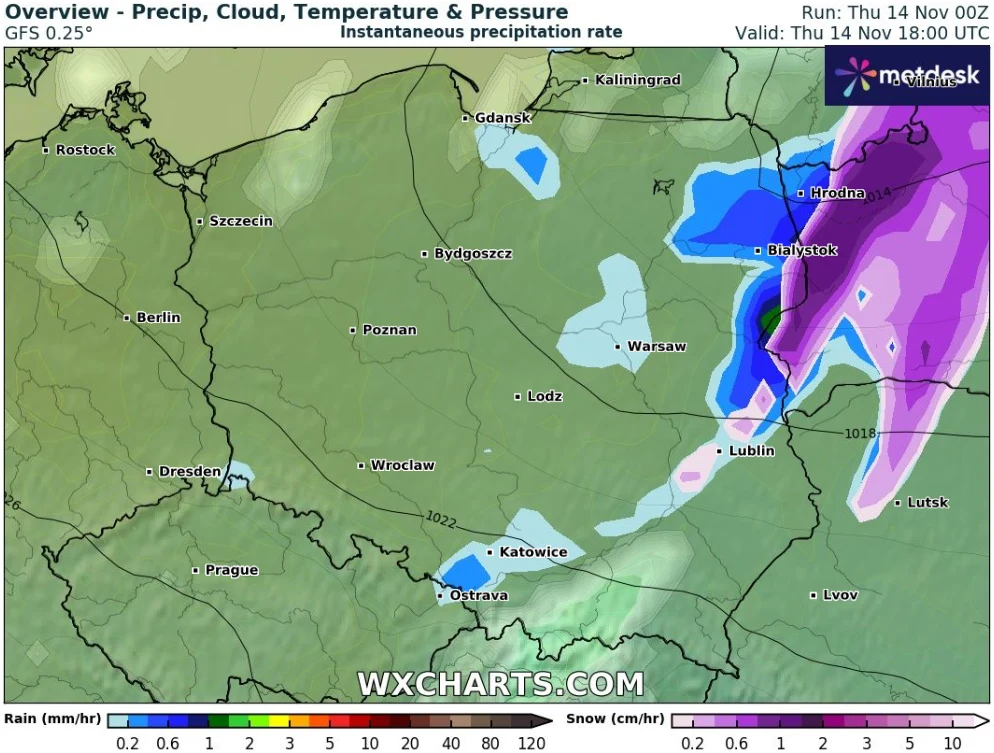Na wschodzie i południu w ciągu dnia trzeba się liczyć z marznącymi opadami lokalnie powodującymi gołoledź Na wschodzie i południu w ciągu dnia trzeba się liczyć z marznącymi opadami lokalnie powodującymi gołoledź