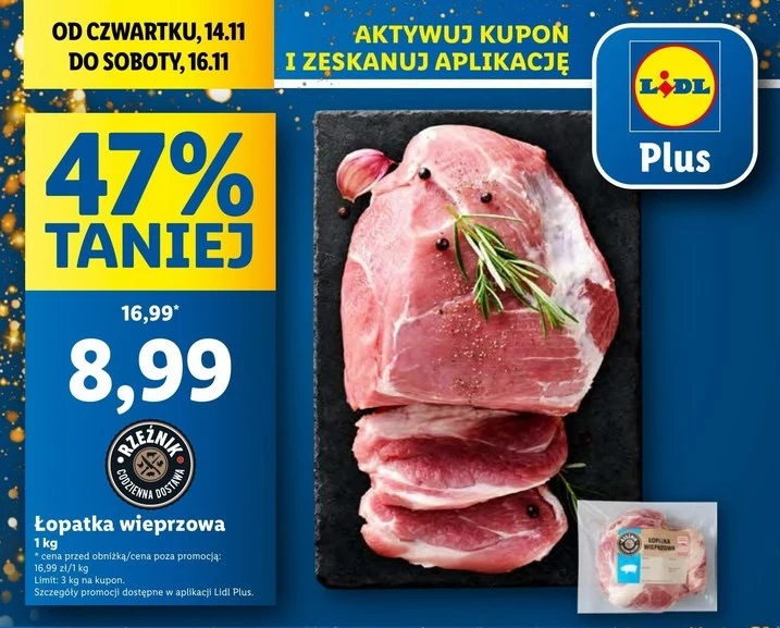 Łopatka wieprzowa 47% taniej w Lidlu
