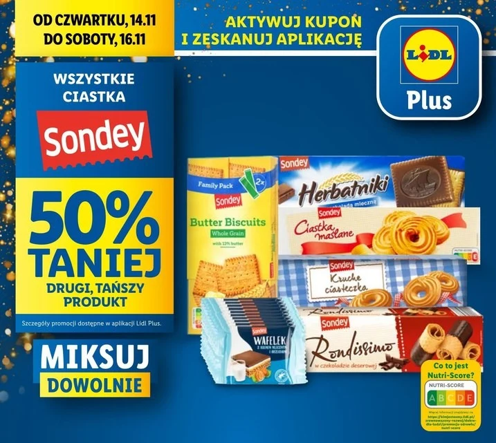 Ciasteczka Sondey 50% taniej w Lidlu 