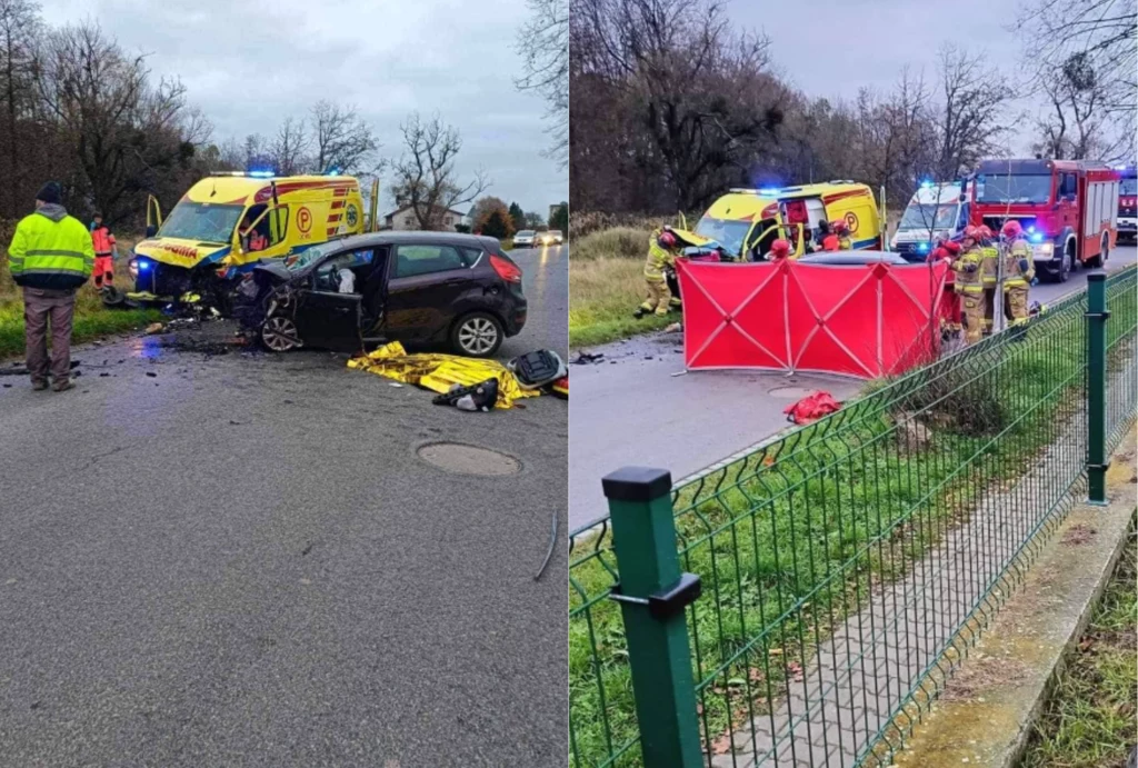 Wypadek w Strzeszowie. Samochód osobowy uderzył w karetkę 