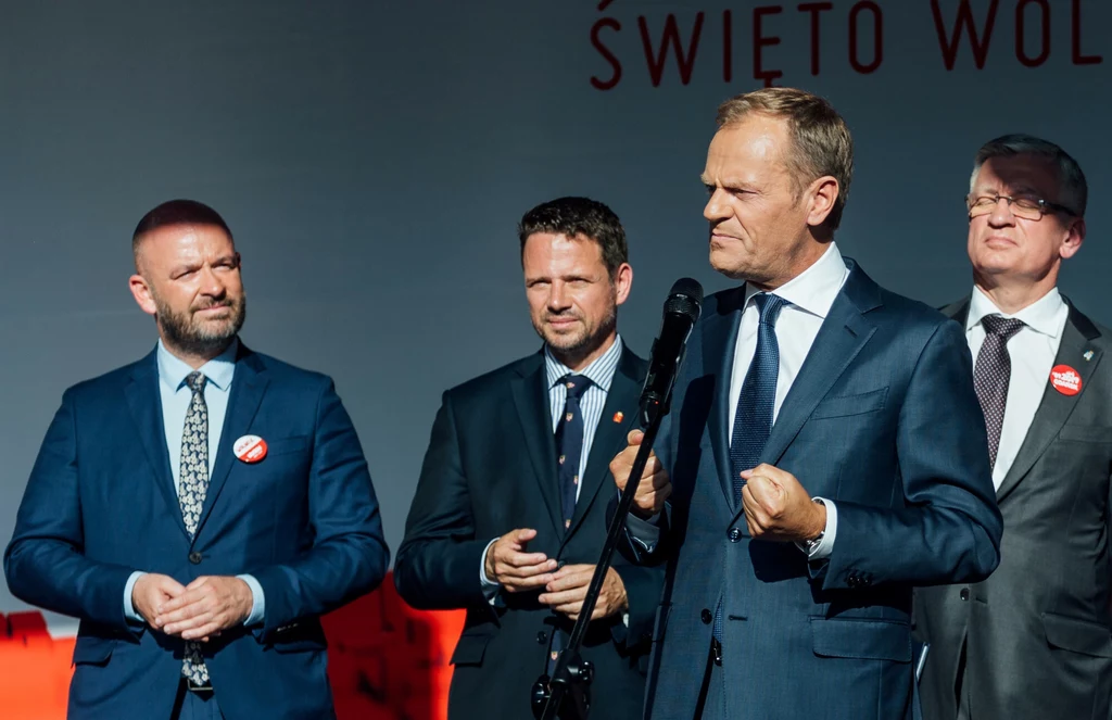 Od lewej: Jacek Sutryk, Rafał Trzaskowski, Donald Tusk, Jacek Jaśkowiak