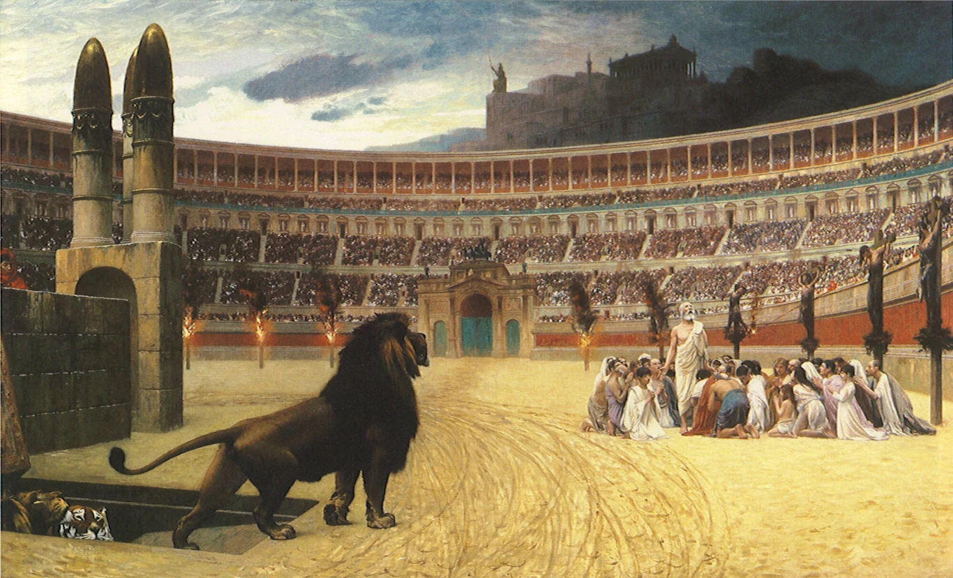 Lwy nacierają na chrześcijan w rzymskim cyrku