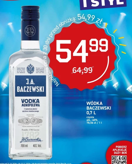 J.A. Baczewski Vodka Monopolowa Wódka 700 ml