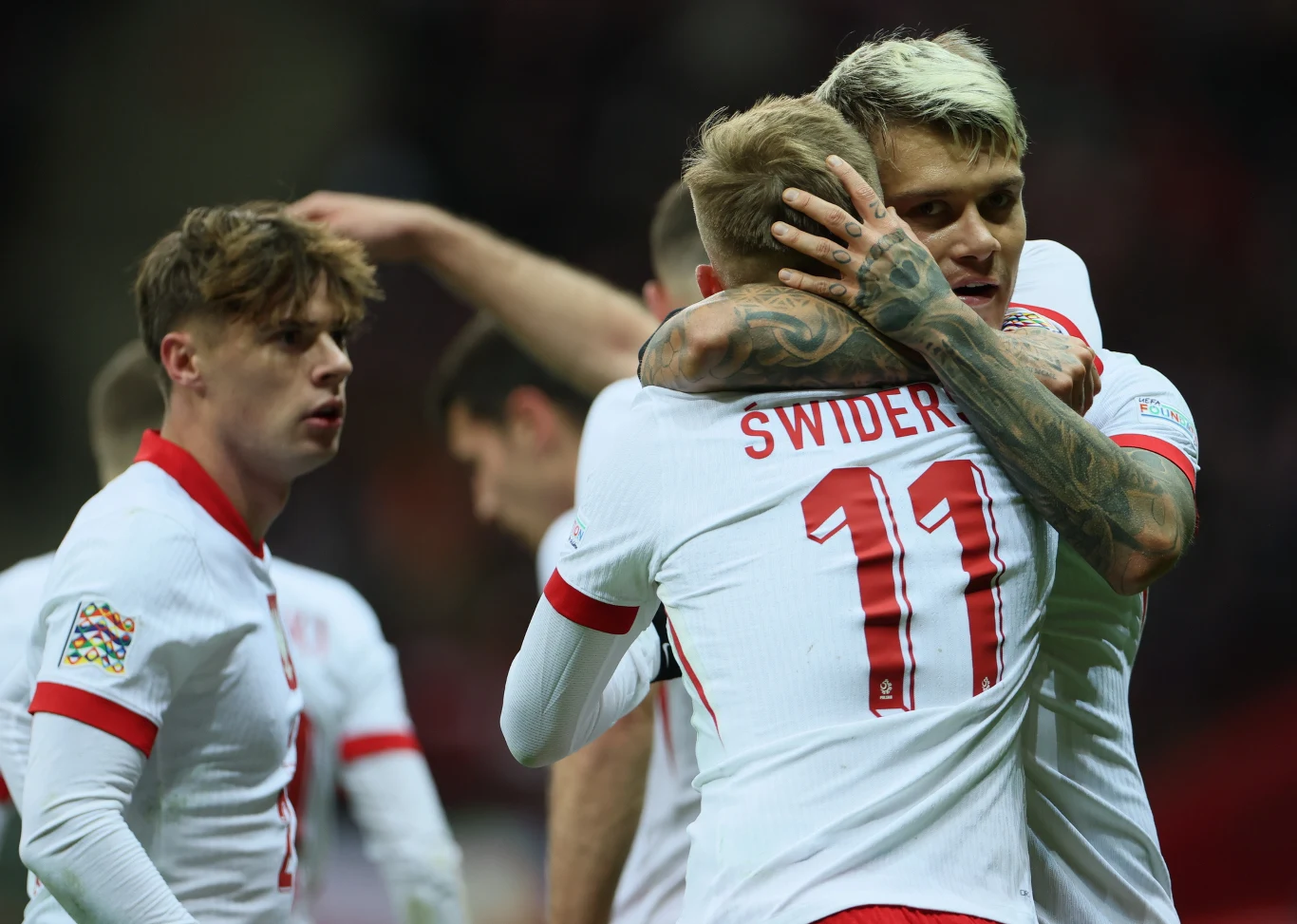 Kamil Piątkowski świętujący trafienie w barwach reprezentacji Polski