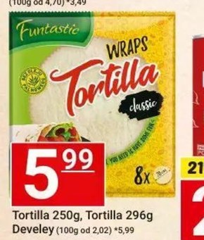 Funtastic Tortilla pszenna 250 g (4 x 62,5 g) niska cena