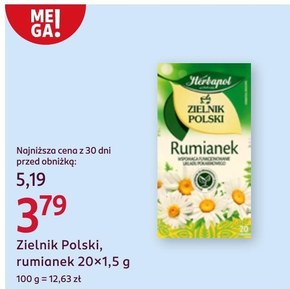 Herbapol Zielnik Polski Herbatka ziołowa rumianek 30 g (20 x 1,5 g) niska cena