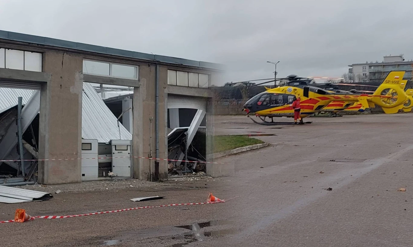 Katastrofa budowlana w Mławie. Trwa akcja służb Katastrofa budowlana w Mławie. Trwa akcja służb