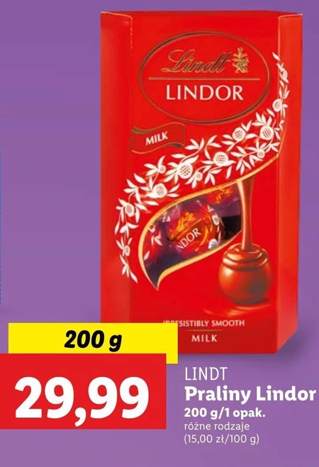 Lindt Lindor Praliny z czekolady mlecznej 200 g