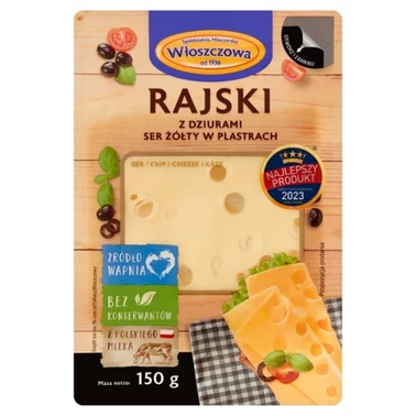 Włoszczowa Ser żółty w plastrach rajski z dziurami 150 g - 0