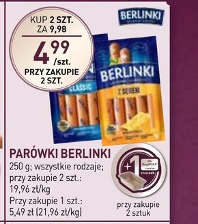 Berlinki Kiełbasa z serem 250 g niska cena