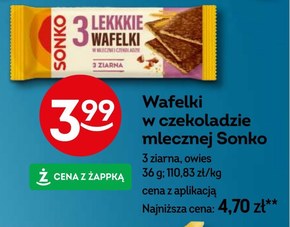 Sonko Lekkie wafelki 3 ziarna w mlecznej czekoladzie 36 g (3 sztuki) niska cena