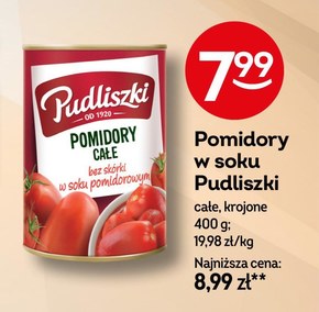 Pudliszki Pomidory całe bez skórki w soku pomidorowym 400 g niska cena